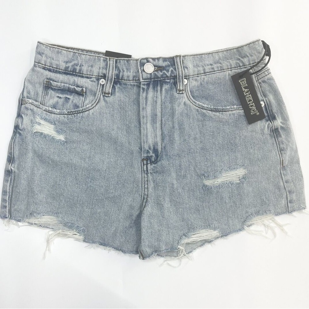 Blank NYC The Barrow Vintage High Rise Ripped Denim Cut Off Shorts